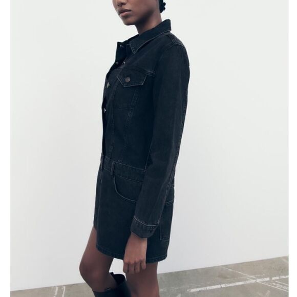 NWT Zara Long Sleeve Denim Dress - Picture 6 of 13